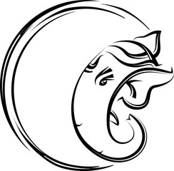 Ganesha Calligraphic Style Hand Drawn Design