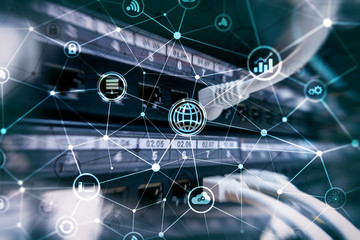 ICT - information and telecommunication technology and IOT - internet of things concepts. Diagrams...