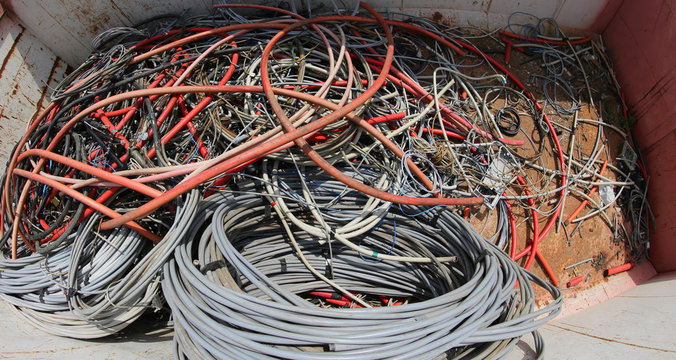 Used Cables And Wires In The Container