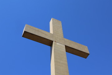 Large Cross on Blue Sky Background 