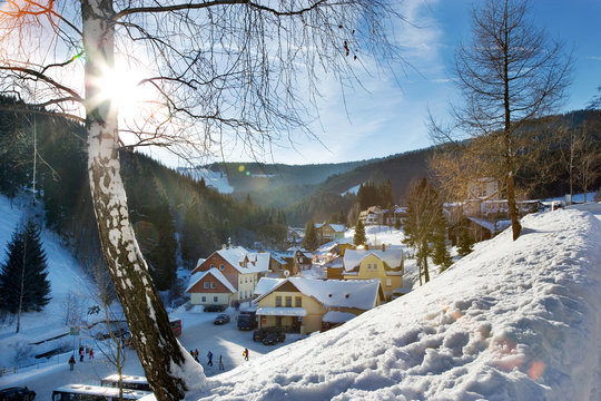 snowy winter countryside, Snezka mount - Ruzova hora, Krkonose (Giant mountains), Czech republic