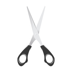Open scissors, realistic vector illustration isolated on white background