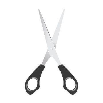 Open scissors, realistic vector illustration isolated on white background