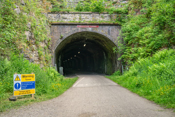 Fototapeta na wymiar The entrance to the Headstone Tunnel, near Monsal Head in the East Midlands, Derbyshire, Peak District, England, UK