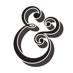Ampersand icon, vintage style. Vector illustration isolated on white background