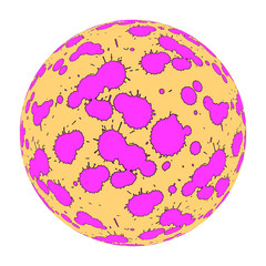 graphic floating moon paint spots craters yellow pink