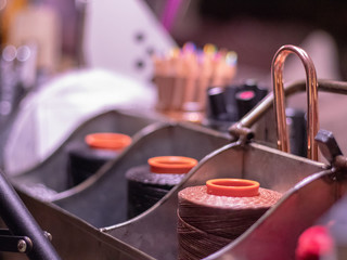 Thread spools and pencils