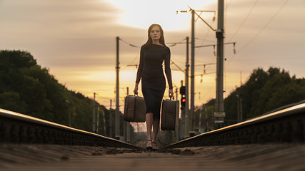 woman with suitcases
