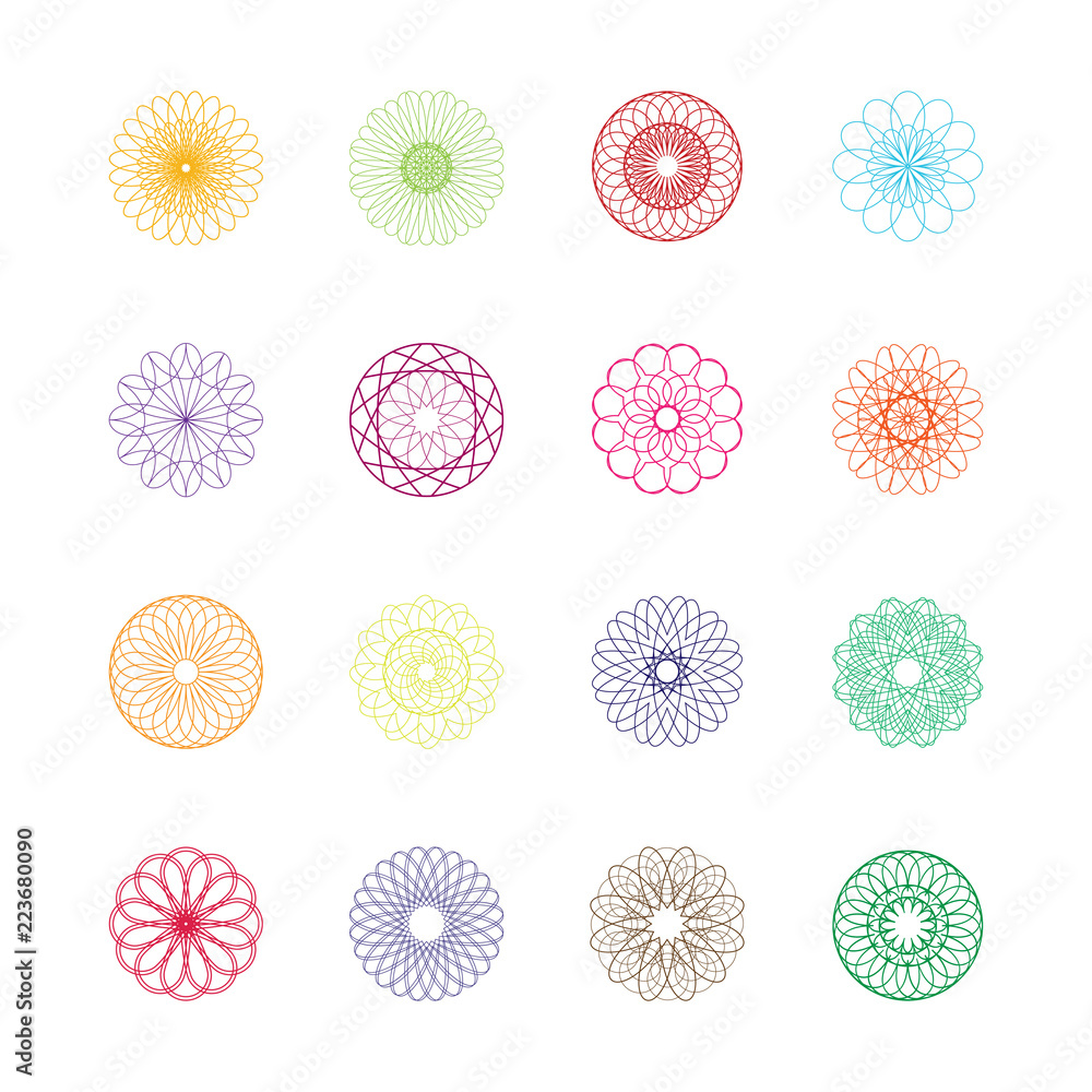 Poster round symbols set. vector spirographs