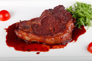 Steak with berry sauce