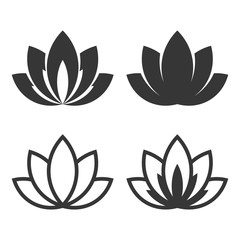 Lotus Icon Set on White Background. Vector