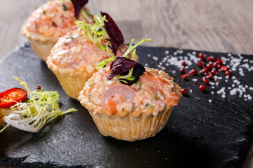 Canape with shrimp salad