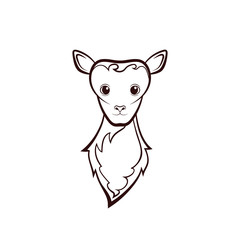 Head of a young mutton. Drawing on a white background. Vector illustration. Animals wildlife design.