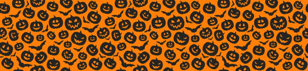 Poster Im Rahmen Concept of Halloween pattern with pumpkins. Vector. © Karolina Madej