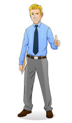 Happy businessman with documents