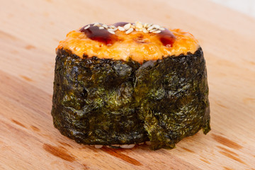 Gunkan sushi with eel