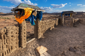 Ruins tall stupa of Ongi Monastery (Ongiin Khiid) in Saikhan-Ovoo district of Dundgovi Province, in...