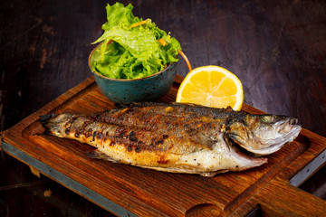 Grilled seabass fish
