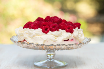 cheesecake with berries on white background