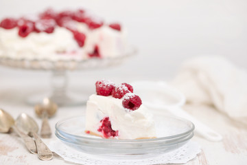 cheesecake with berries on white background