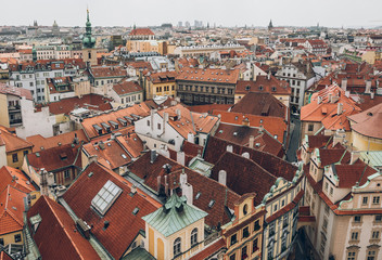 Naklejka na ściany i meble aerial view of beautiful old town cityscape, prague, czech republic