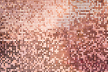 Pink rose gold square mosaic tiles for background - obrazy, fototapety, plakaty