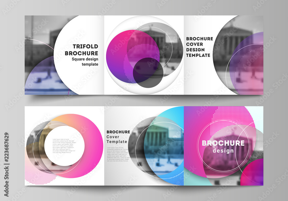 Poster the minimal vector editable layout of two square format covers design templates for trifold square b