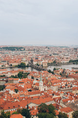 Obraz premium aerial view of beautiful prague cityscape with famous Charles Bridge and Vltava river
