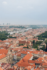 Fototapeta na wymiar aerial view of beautiful prague old town cityscape and Vltava river