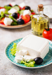 Fresh feta cheese with olives