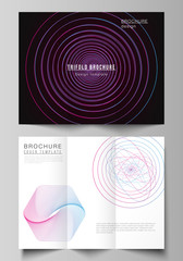 Vector layouts of modern creative covers design templates for trifold brochure or flyer. Random chaotic lines that creat real shapes. Chaos pattern, abstract texture. Order vs chaos concept.