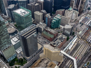 Looking out from inside the CN Tower in Toronto.