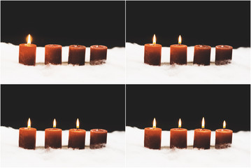 Set of advent candle lights from first to fourth