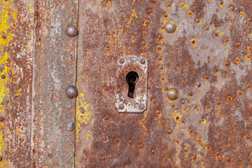 Old metal door with lock