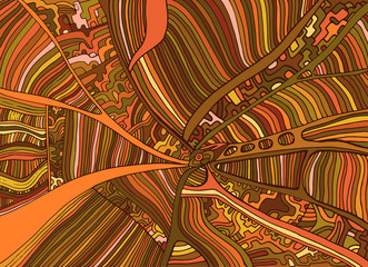 Autumn fantasy colorful abstract doodle line pattern.