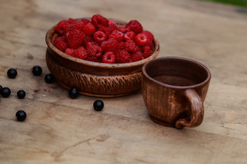 tasty juicy fresh raspberries