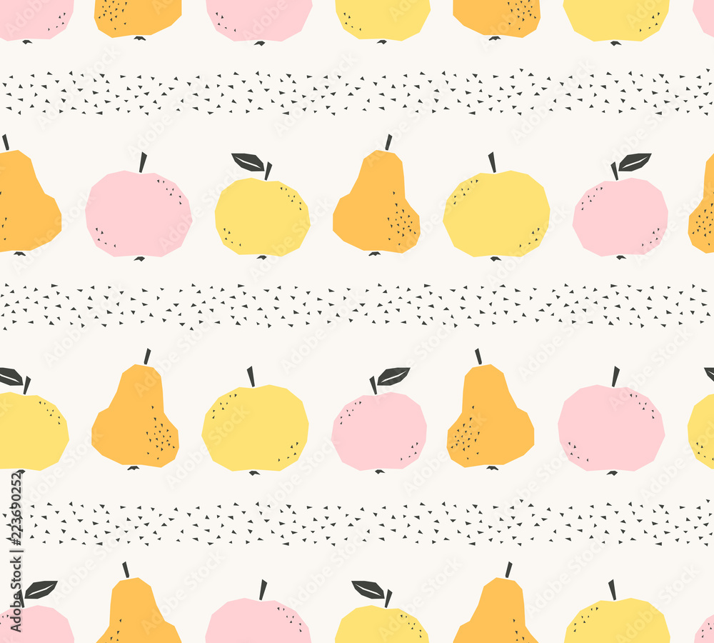 Poster seamless pattern with apples and pears