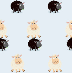 Sheep jumping over black sheep pattern