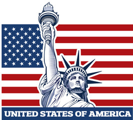 Statue of liberty with USA flag © volod2943