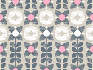 seamless retro pattern with flowers and ornaments