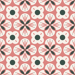 seamless retro pattern with abstract floral elements