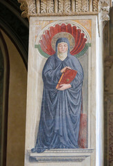 Fresco of Saint Monica in San Gimignano, Italy - obrazy, fototapety, plakaty