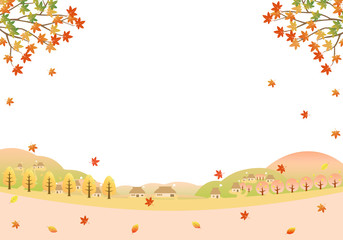 古民家　里山の風景　紅葉
