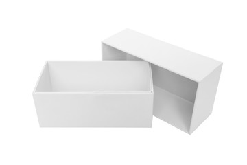 White box with an open lid on a white background.