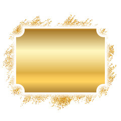 Gold frame. Beautiful golden glitter design. Vintage style decorative border, isolated white background. Deco elegant luxury framework for decoration, photo, Christmas banner. Vector illustration