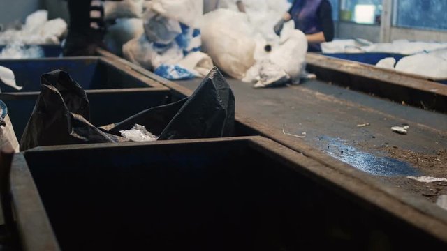 Recycling sorting facility and processes, plant for sorting garbage, dirty job, conveyer belt