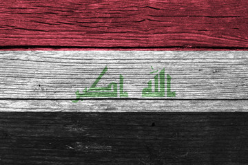 Iraq Flag on the wooden wall