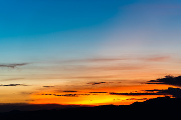 colorful dramatic sky with cloud at sunset.