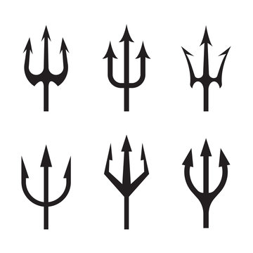 Trident, icon set. Vector illustration isolated on white background