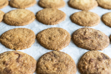 Fototapeta na wymiar Homemade cookies on white baking paper